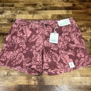 🟣NWT Mid-rise Twill Shorts a.n.a. burgundy mali tropics